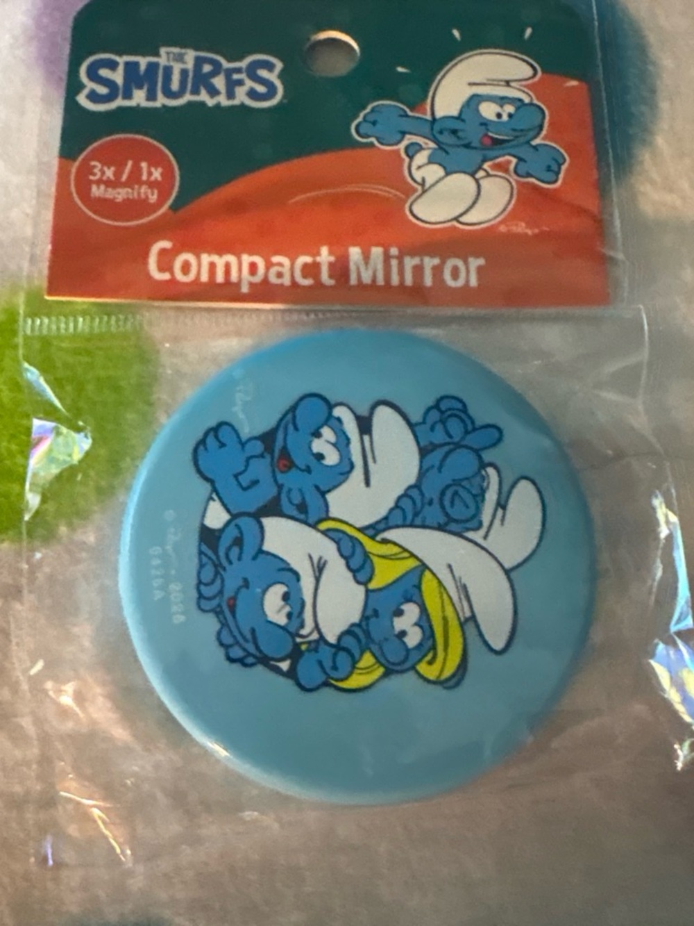 The Smurfs Round Compact Mirror - Light Blue